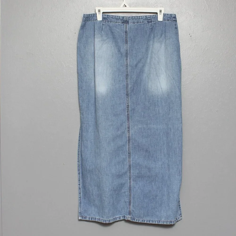 Vintage Carolina Blues 90s Y2K low rise maxi denim skirt